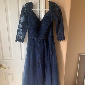 Dark Navy Full Length Gown